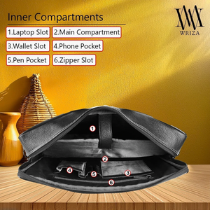 WRIZA Premium Genuine <b>Leather</b> Minimalist Eco-Friendly Laptop Messenger Bag for Men | 15.6 Inch Office <b>Briefcase</b> Adjustable - Product Image 4