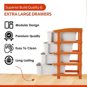 Organizador de almacenamiento de plástico de 4 niveles con cajones desmontables, estante moderno con cajones, caja de almacenamiento, organizador de almacenamiento, estante de almacenamiento - Product Image 1