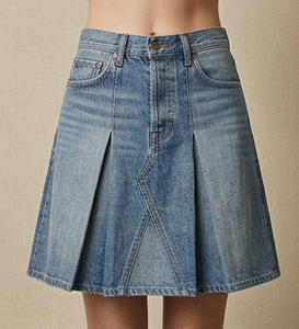 Falda Midi de Mezclilla Lavada a la Piedra para Mujer, con Abertura Lateral, Silueta Recta, Estilo Casual, para Primavera, 100% Algodón - Product Image 1