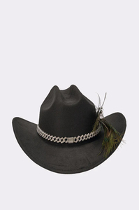 Vintage Black Cowgirl <b>Hat</b> with Chain Decoration for Women Casual Wear Solid Color Nonwoven Felt <b>Western</b> Style Adult <b>Hat</b> - Product Image 4