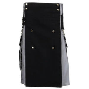 Kilt Utilitaire Écossais Moderne de Luxe Bicolore Noir et Gris pour Homme – Vente en Gros 2026 - Product Image 3