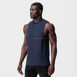 Débardeur d'entraînement tendance pour homme, en polyester et coton respirant, col rond, couleur unie, vêtements de sport de gym avec décoration imprimée - Product Image 6