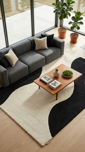 Alfombra de Pelo Largo Abstracta Hecha a Mano de Buena Calidad, Alfombra Decorativa Elegante para el Hogar, Ecológica y Apta para Mascotas - Product Image 3
