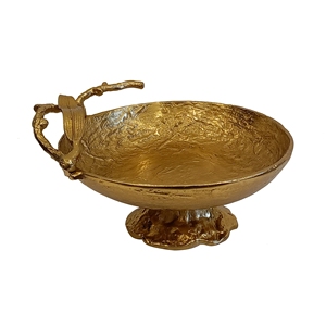 Ensemble de 2 plateaux de service en métal doré, décoratifs et cannelés, pour fruits, centre de table. - Product Image 3
