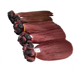 Cabello Rojo de Doble Trama para Tejer, con Cutícula Alineada, Muy Suave, Puntas Gruesas, Doble Trama, 100g - Product Image 1