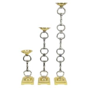 Shiny Polish Horse Bit Pillar <b>Candle</b> Holder Set of 3 Small Medium <b>Large</b> Size Decorative Luxury <b>Candle</b> Stand Wedding Home Decor - Product Image 1