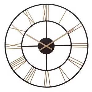 Luxury Large Wall <b>Clock</b> Industrial Black Metal Skeleton Design Roman Numerals Silent Quartz Movement for Loft Office Home Decor - Product Image 5