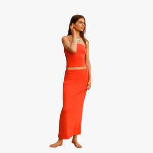 Ensemble 2 pièces de qualité supérieure pour femmes, haut tube sans bretelles, jupe longue maxi, couleur unie, respirant, tricoté, style club sexy pour femmes - Product Image 1