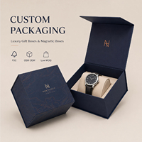 Boîte à montre de luxe à couvercle rabattable magnétique, boîte à nœud en ruban, boîte en forme de livre, emballage personnalisé en papier spécial, étui sur mesure avec logo
