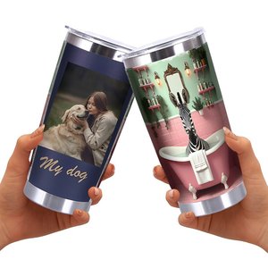 Stainless Steel Tumbler 20oz Double Wall Vacuum Insulated Travel Mug With Zebra Bath Design For <b>Coffee</b> Tea - Product Image 2
