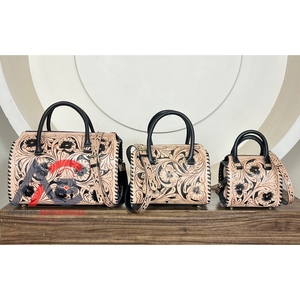 Bolso de Mano de Cuero Genuino 100% con Diseño Floral Tallado a Mano, Estilo Lujoso y Moderno para Mujer, Modelo 2026 - Product Image 1