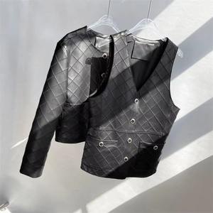 Nouvel Arrivage – Gilet Femme en Cuir Véritable Imperméable à Trois Boutons Style Urbain – Vente en Gros - Product Image 5