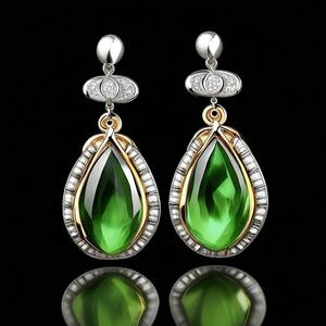 Pendientes colgantes de plata de ley 925 hechos a mano con piedras preciosas verdes Joyería de moda Suministro al por mayor - Product Image 3