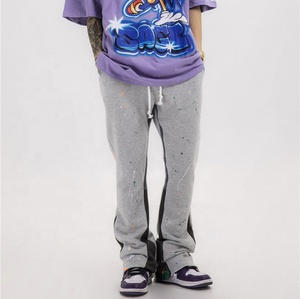 2023 hommes personnalisé de haute qualité décontracté évasé survêtement pantalon de survêtement en détresse Patchwork ceinture élastique empilé Flare Streetwear - Product Image 3