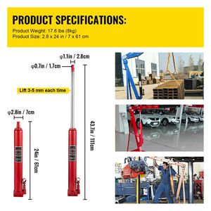 "4 Tons Hydraulic Long Ram Jack with Single Piston Pump Flat Base Manual Cherry Picker Handle Electric <b>Hoists</b>" - Product Image 2