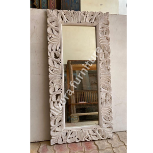Luxury Handcrafted Solid Wood Wall <b>Mirror</b> Frame Ornate Royal Victorian Floral Scroll Carving Brown - Product Image 5