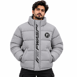 Men's Puffer Jacket Quilted <b>Padded</b> <b>Coat</b> Stand Collar Windproof Insulated Zipper Jacket Custom Logo Patch Design B2B Supplier - Product Image 1