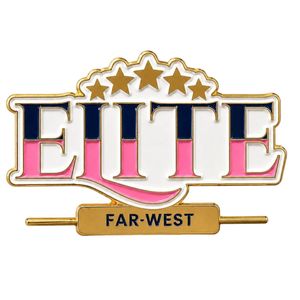 เข็มกลัดโลหะเคลือบสีทอง Elite Far West พร้อมดีไซน์ดาวตัวอักษรสีชมพูกรมท่า ตราสัญลักษณ์ตกแต่งแบบกำหนดเองสำหรับงานสโมสร - Product Image 6