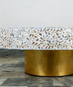 Table basse ronde de luxe en os incrusté, moderne, écologique, faite à la main, décoration intérieure, meubles par F S International (Uttar Pradesh) - Product Image 1
