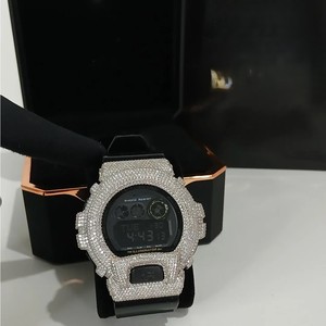 Reloj de cuarzo con bisel de diamantes, reloj de pulsera digital, correa negra, unisex, informal, estilo urbano, regalo - Product Image 1