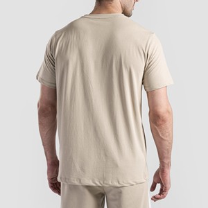 Camiseta Deportiva de Manga Corta para Hombre, Azul, de Secado Rápido, Corte Ajustado, Cuello Redondo, Tejido de Punto, Color Sólido - Product Image 4