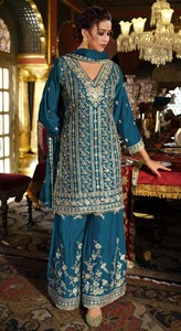 Salwar Kameez Chinon Semisellado con Bordado y Lentejuelas - Estilo Moderno para Bodas, Fiestas, Graduaciones y Diwali - Product Image 3