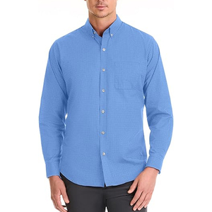 เสื้อเชิ้ตแขนยาวผู้ชายสำหรับธุรกิจ ผ้าฝ้าย 100% ระบายอากาศ แห้งเร็ว เสื้อเชิ้ตทำงานแบบเรียบ  รับผลิตตามแบบ (OEM) ขายส่งจำนวนมาก - Product Image 1