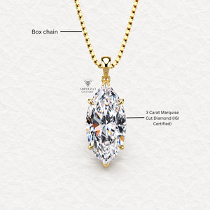 Elegant Design 10k 14k 18k Gold DEF VS1 Lab Grown Diamond Jewelry Marquise Cut Pendant Necklaces with IGI Certificate - Product Image 1