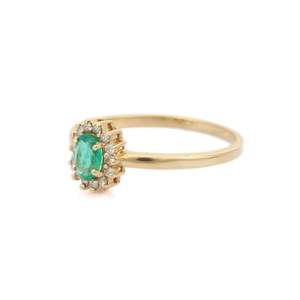14K Yellow Gold Emerald and <b>Diamond</b> Cushion Cut Constellation <b>Ring</b> for Women - Product Image 3