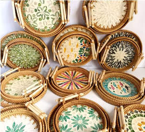 Plateau artisanal en nacre, fournisseur en gros, plateau décoratif écologique léger et durable du Vietnam - Product Image 4