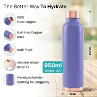 Botol Air Logam Ungu Dengan Tutup Dan Alas Tembaga Desain Minimalis Wadah Minum Portabel Untuk Perjalanan