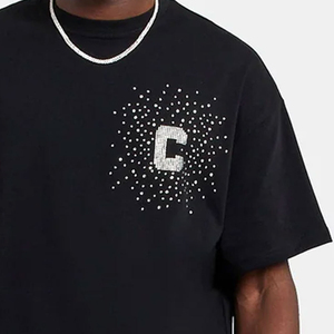 T-shirt tendance 100 % coton avec strass pour homme, anti-plis et séchage rapide, faible MOQ, prix usine - Product Image 4