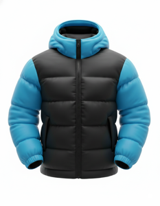 Veste matelassée pour homme, noire et bleue, imperméable, respirante, écologique, doublée de coton, à capuche, chaude pour l'hiver, zippée, streetwear, élégante - Product Image 1