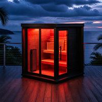 Sauna extérieur en cèdre rouge avec option Wi-Fi intelligent, thérapie par lumière rouge, sauna cube à vapeur pour 2-3 personnes, chauffage électrique noir, ODM