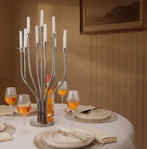Elegant 24" Stainless Steel <b>Tabletop</b> Candelabra Radiant <b>Tree</b> Design for Home Decor - Product Image 3