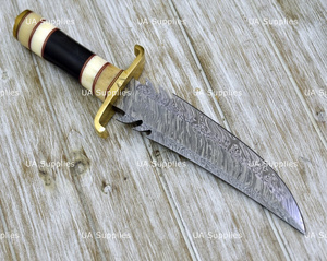 UA Supplies Industrial Grade Damascus Steel Handmade Fixed Blade Outdoor Hunting <b>Knife</b> Dyed <b>Bone</b> <b>Handle</b> Razor Sharp 12 Overall - Product Image 5