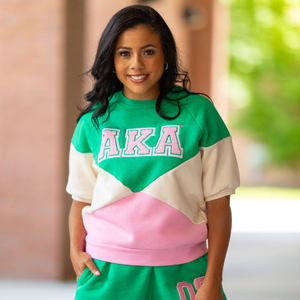 Camiseta Deportiva Personalizada de Manga Corta con Bloques de Color Verde, Rosa y Crema, Informal, para Equipo Atlético, Cómoda, para Mujer, Ropa para el Día del Partido - Product Image 1