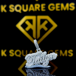 Pendentif personnalisé en lettres et chiffres pour enfants, porte-bonheur pour bébé, bijoux hip-hop en moissanite VVS, argent sterling plaqué platine, cadeau - Product Image 2
