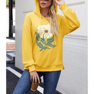 Sudadera con Capucha Personalizable para Mujer, 100% Algodón, Manga Larga, Cuello Caído, Estampada, Cómoda, para Invierno, Servicio OEM - Product Image 2