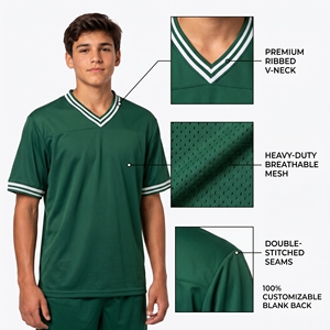 Maillot de football américain personnalisé en gros, uni, en maille épaisse respirante, col en V, uniforme d'entraînement vierge pour équipe - Product Image 6
