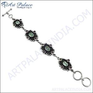 Art Palace Pulsera de cadena de plata tibetana vintage con diseño de flor de cristal para mujer - Product Image 3