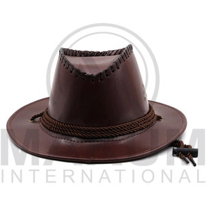 Chapeaux de cowboy unisexes à large bord arrondi en cuir de vachette, pour l'automne et l'hiver, pour la pêche en plein air, l'équitation, chapeau réglable pour hommes et femmes - Product Image 3