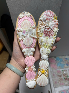 กระจกแต่งหน้าพกพาทำมือจากเปลือกหอยธรรมชาติ ดีไซน์สไตล์ชายหาด เหมาะสำหรับพกพาเดินทาง ของขวัญสุดพิเศษสำหรับร้านบูติก - Product Image 5