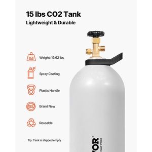 Nuova Bombola di CO2 in Lega di Alluminio da 15 Libbre con Rivestimento a Spruzzo Leggero, Valvola CGA320, Maniglia Regolabile, Cilindro di Gas Pressurizzato - Product Image 2