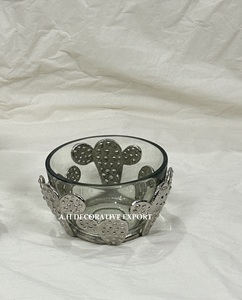 Tazón Decorativo de Vidrio de Lujo con Recubrimiento Metálico Plateado con Diseño de Cactus, Estilo Suroeste, para Dulces y Decoración del Hogar - Product Image 4