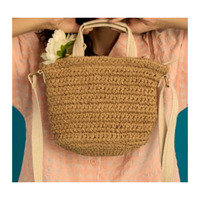 Handgefertigte graue Häkel-Raffia-Tragetasche, moderne, strapazierfähige Schultertasche, stilvolle, wiederverwendbare, geräumige, weiche Einkaufstasche, gewebte Handtasche