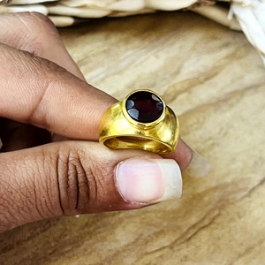 New Trendy Fashionable Boho <b>Garnet</b> <b>Ring</b> Minimalist Brass <b>Rings</b> for Women 18k Gold Plated Chunky Jewelry for Wholesale/OEM/ODM - Product Image 1