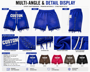 Men's Heavyweight Fleece Front Custom Logo <b>High</b> Street Style <b>Knee</b>-Length Elastic Waist Breathable Quick-Dry Eco-Friendly Shorts - Product Image 5