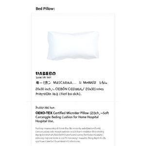 OEKO-TEX Certified Microfiber <b>Pillow</b> 20x30 Inch-Soft Rectangle Bedding Cushion for Home Hotel Hospital Use - Product Image 2
