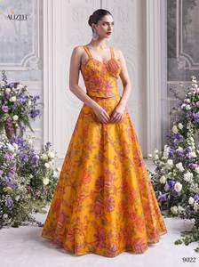 Robe de soirée sexy à imprimé floral, sans bretelles, col halter, coupe trapèze, taille empire, dos nu, ornée de perles, longueur midi, en satin polyester/coton - Product Image 6